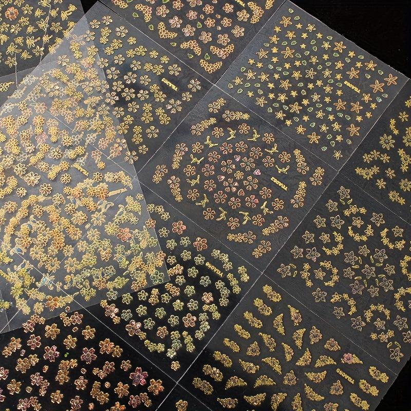 24pcs Flower Pattern Nail Art Stickers Self Adhesive Jewelry Nail Art Decals