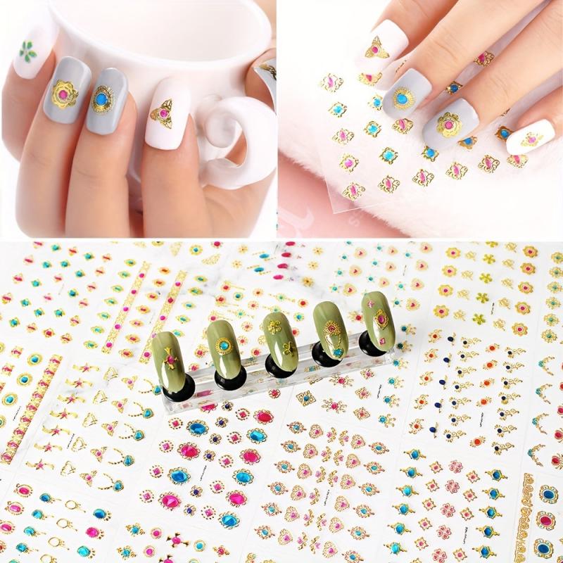 24pcs Flower Pattern Nail Art Stickers Self Adhesive Jewelry Nail Art Decals