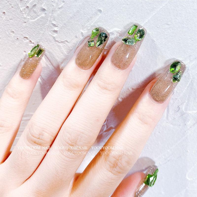 10 pcs 3D Green Glass AB Crystal Rhinestones Kit DIY Craft Manicure