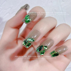 10 pcs 3D Green Glass AB Crystal Rhinestones Kit DIY Craft Manicure