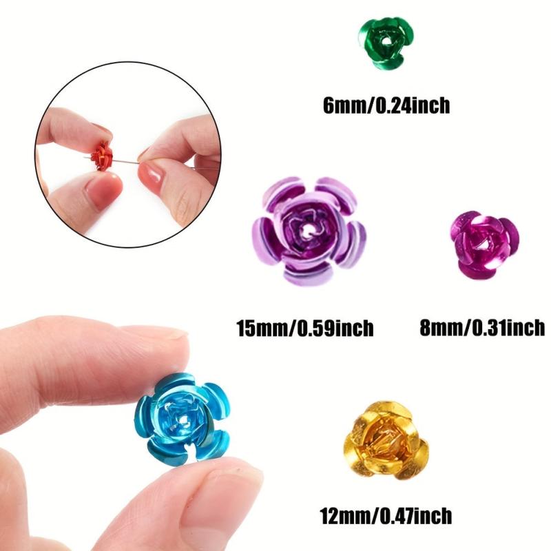 3D Aluminum Flower Nail Art Decorations Glitter Floral