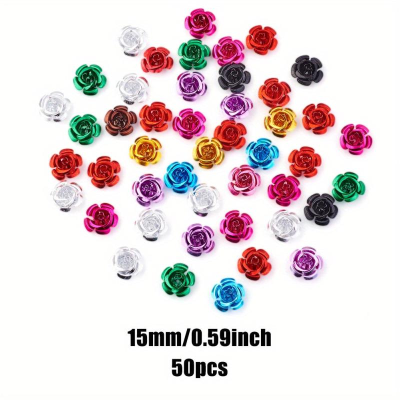 3D Aluminum Flower Nail Art Decorations Glitter Floral