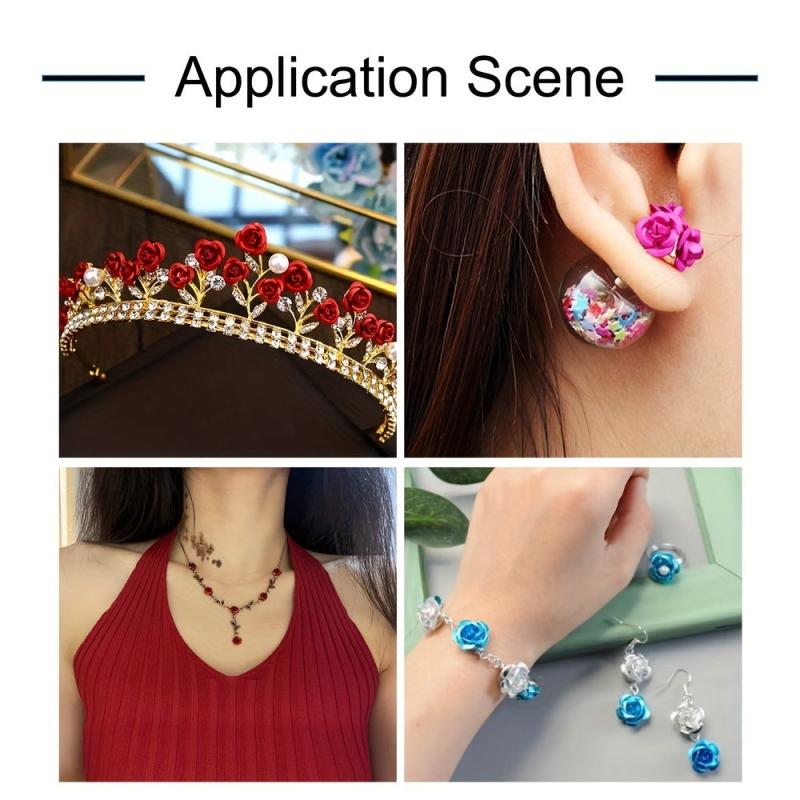 3D Aluminum Flower Nail Art Decorations Glitter Floral