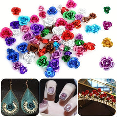 3D Aluminum Flower Nail Art Decorations Glitter Floral