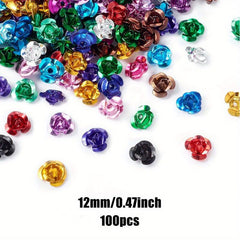 3D Aluminum Flower Nail Art Decorations Glitter Floral