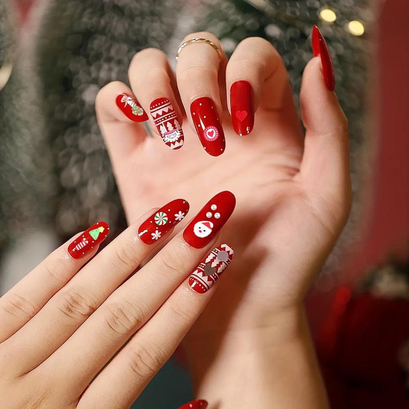 150pc Christmas Nail Art Charms Santa Snowflake Elk Candy Nail Rhinestones Studs