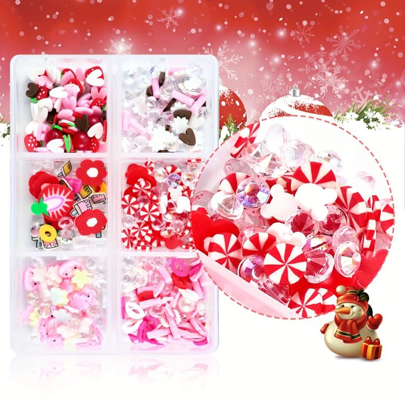 150pc Christmas Nail Art Charms Santa Snowflake Elk Candy Nail Rhinestones Studs