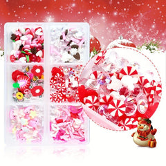 150pc Christmas Nail Art Charms Santa Snowflake Elk Candy Nail Rhinestones Studs
