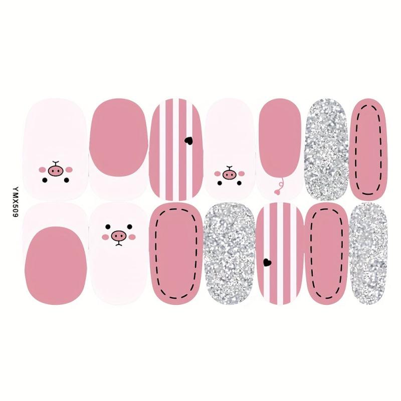 Colorful Nail Polish Stickers Full Cover Decal Strips 8 Sheets Pack