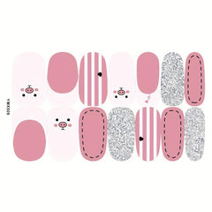 Colorful Nail Polish Stickers Full Cover Decal Strips 8 Sheets Pack