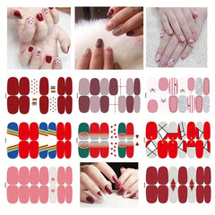 Colorful Nail Polish Stickers Full Cover Decal Strips 8 Sheets Pack