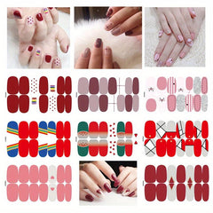 Colorful Nail Polish Stickers Full Cover Decal Strips 8 Sheets Pack