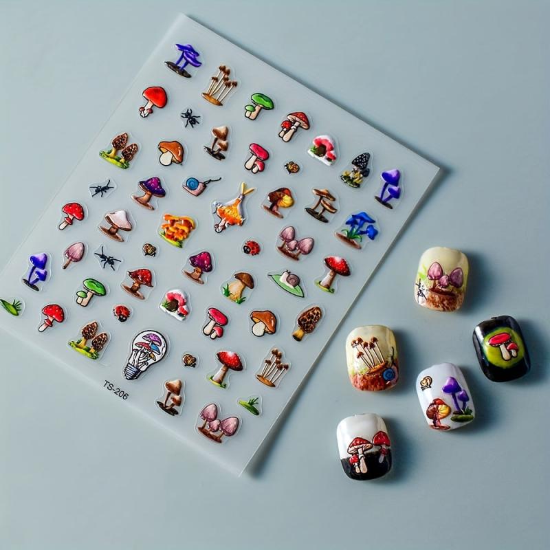 5D Cartoon Nail Art Stickers Monster Mushroom Starfish Nail Decals