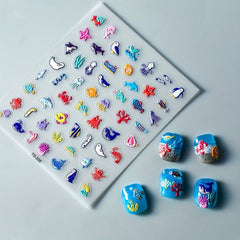 5D Cartoon Nail Art Stickers Monster Mushroom Starfish Nail Decals