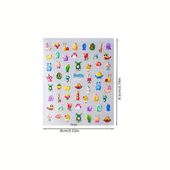 5D Cartoon Nail Art Stickers Monster Mushroom Starfish Nail Decals