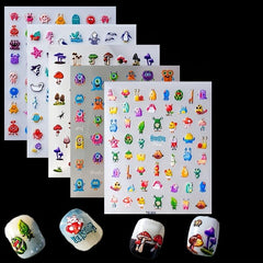 5D Cartoon Nail Art Stickers Monster Mushroom Starfish Nail Decals