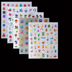 5D Cartoon Nail Art Stickers Monster Mushroom Starfish Nail Decals