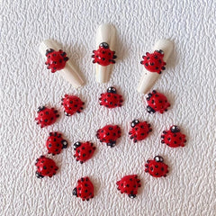 10pcs 3D Ladybug Resin Nail Charms 3 Colors Mixed