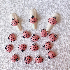 10pcs 3D Ladybug Resin Nail Charms 3 Colors Mixed