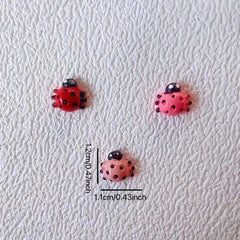 10pcs 3D Ladybug Resin Nail Charms 3 Colors Mixed