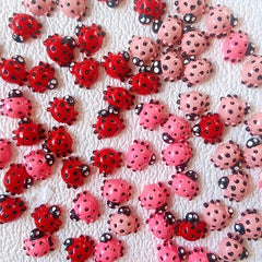 10pcs 3D Ladybug Resin Nail Charms 3 Colors Mixed