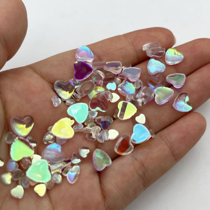 50pcs 3D Heart Nail Art Charms Flatback Rhinestones Gems Crystal Jewelry