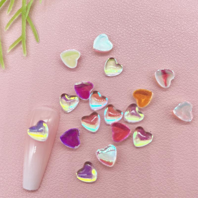 50pcs 3D Heart Nail Art Charms Flatback Rhinestones Gems Crystal Jewelry