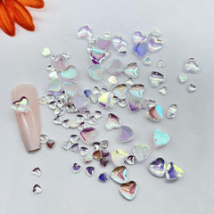 50pcs 3D Heart Nail Art Charms Flatback Rhinestones Gems Crystal Jewelry