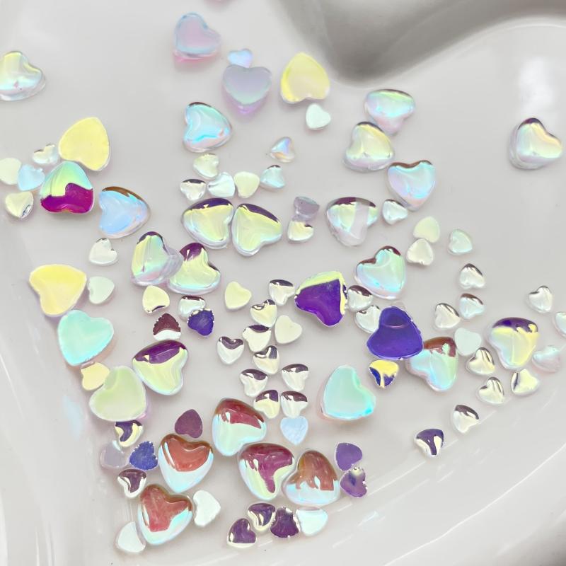 50pcs 3D Heart Nail Art Charms Flatback Rhinestones Gems Crystal Jewelry