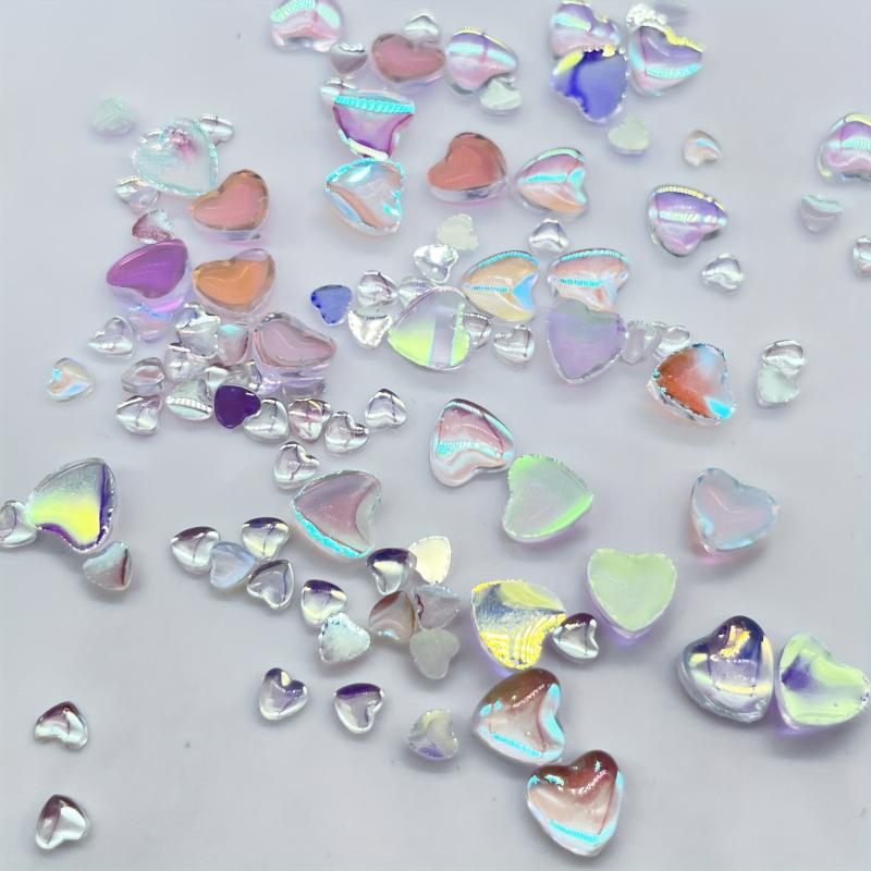 50pcs 3D Heart Nail Art Charms Flatback Rhinestones Gems Crystal Jewelry