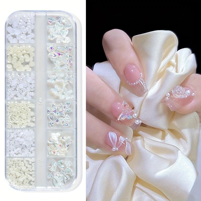 Heart Flower and Rhinestone Nail Charms Kit for Stylish Nails