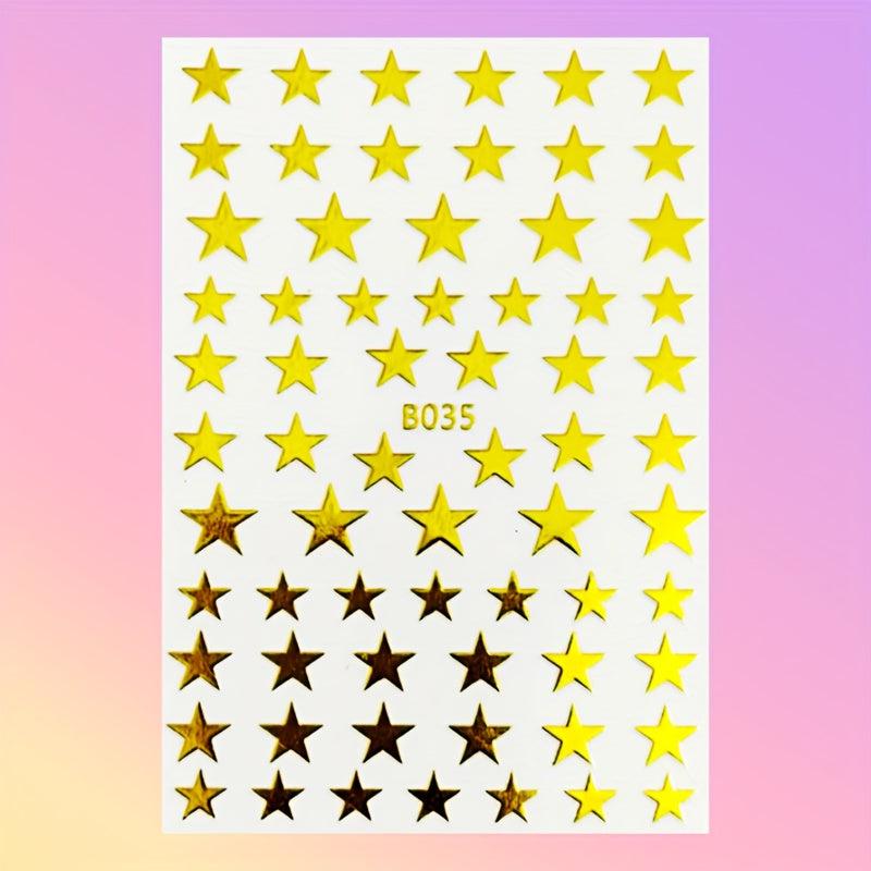 12pcs Laser Star Nail Art Stickers Self Adhesive Pentagram Nail Art Decals
