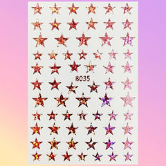 12pcs Laser Star Nail Art Stickers Self Adhesive Pentagram Nail Art Decals