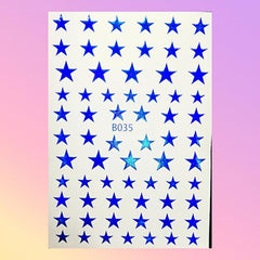 12pcs Laser Star Nail Art Stickers Self Adhesive Pentagram Nail Art Decals