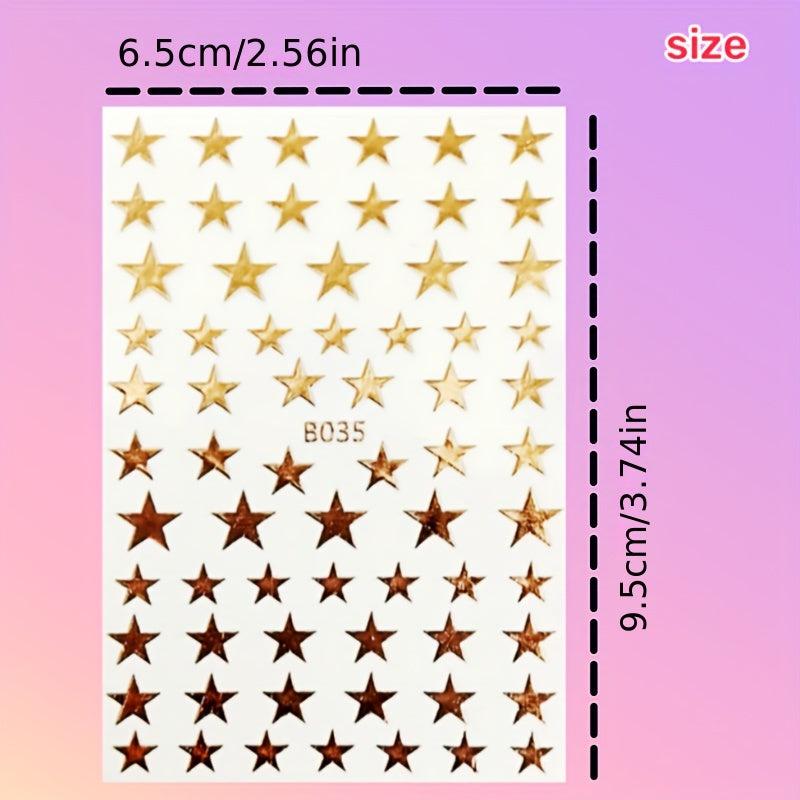 12pcs Laser Star Nail Art Stickers Self Adhesive Pentagram Nail Art Decals