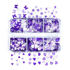 Red Love Butterfly Nail Art Sequins Glitter Stickers Set