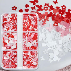 Red Love Butterfly Nail Art Sequins Glitter Stickers Set