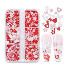 Red Love Butterfly Nail Art Sequins Glitter Stickers Set