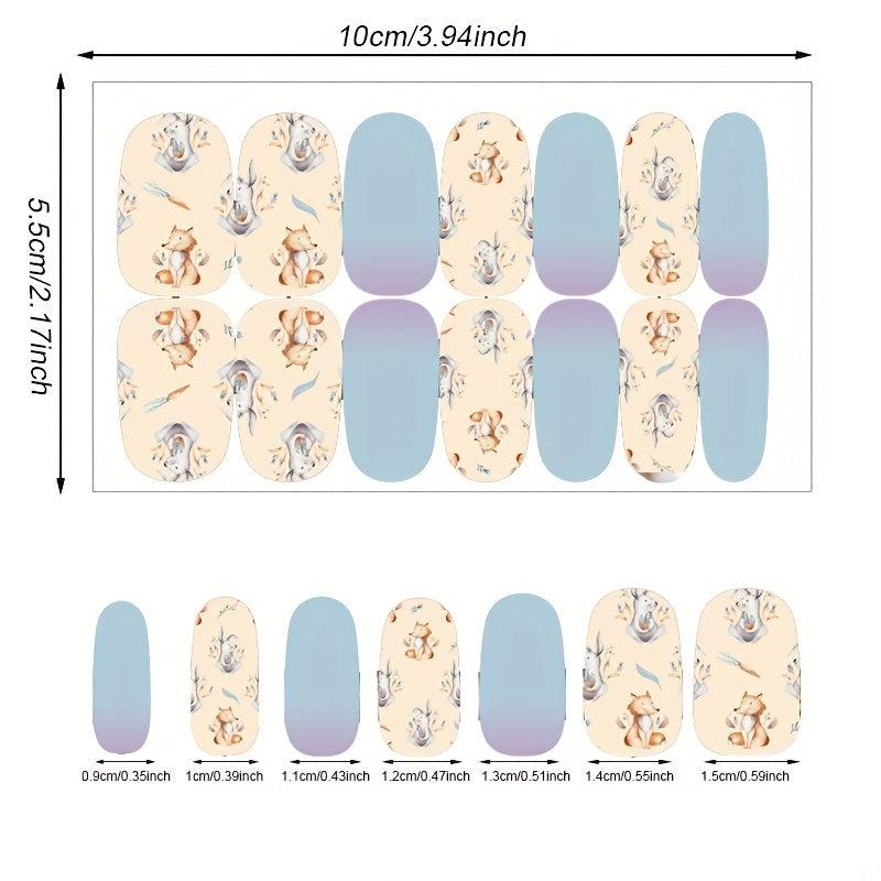 Full Wraps Bunny Squirrel Nail Polish Stickers Self Adhesive Art Strips