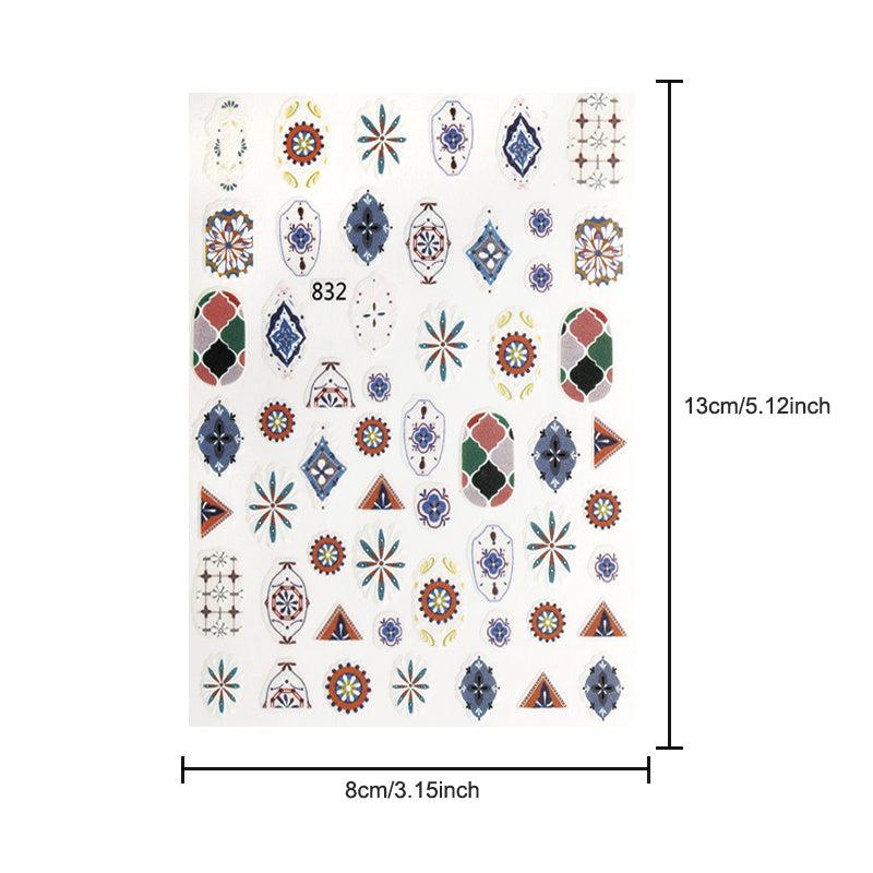 Boho Style Flower Nail Art Stickers Self Adhesive Decals
