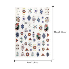 Boho Style Flower Nail Art Stickers Self Adhesive Decals