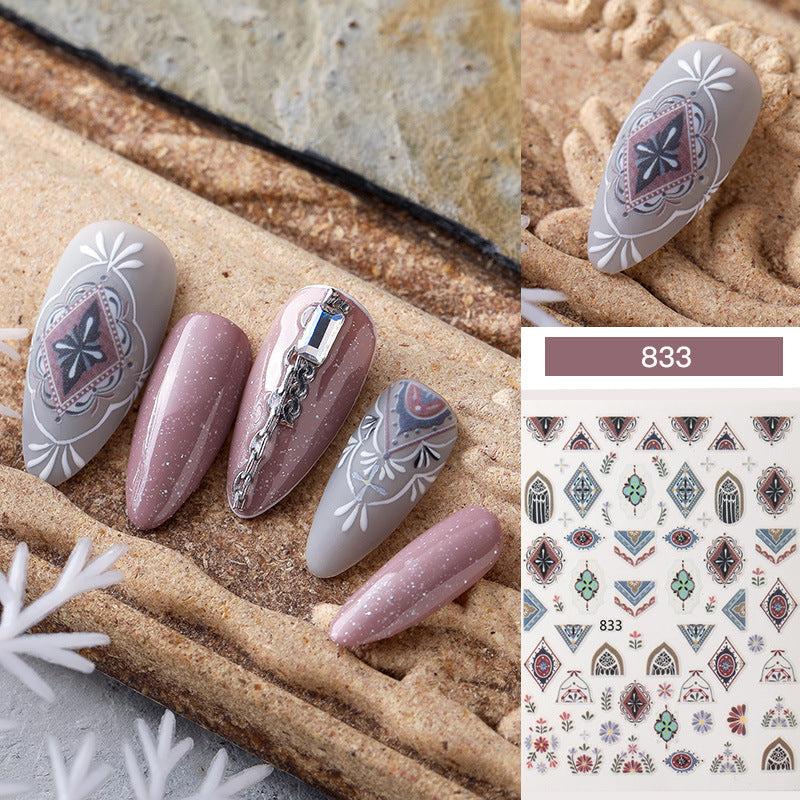 Boho Style Flower Nail Art Stickers Self Adhesive Decals
