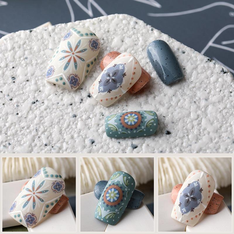 Boho Style Flower Nail Art Stickers Self Adhesive Decals