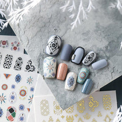 Boho Style Flower Nail Art Stickers Self Adhesive Decals
