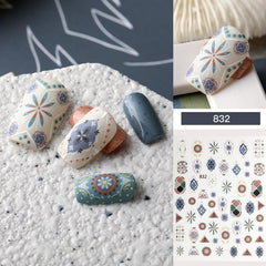 Boho Style Flower Nail Art Stickers Self Adhesive Decals
