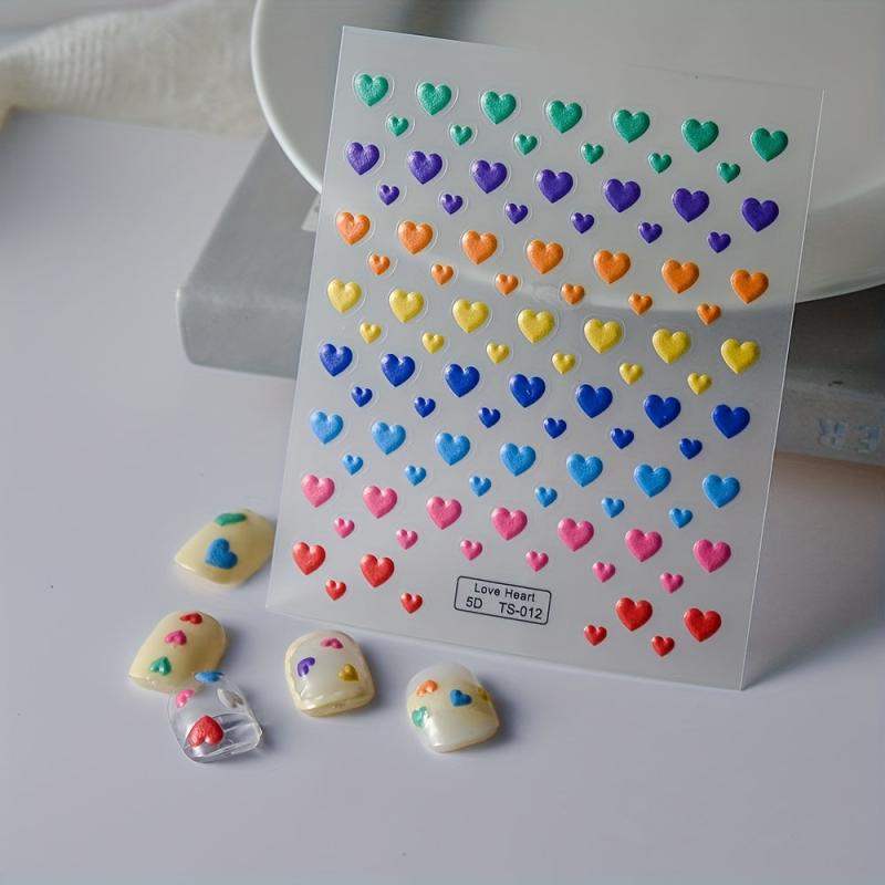 5D Heart Nail Art Stickers Self Adhesive Holographic Decals