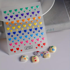 5D Heart Nail Art Stickers Self Adhesive Holographic Decals