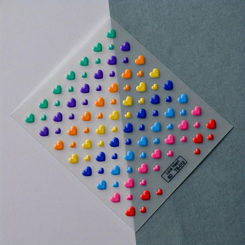 5D Heart Nail Art Stickers Self Adhesive Holographic Decals