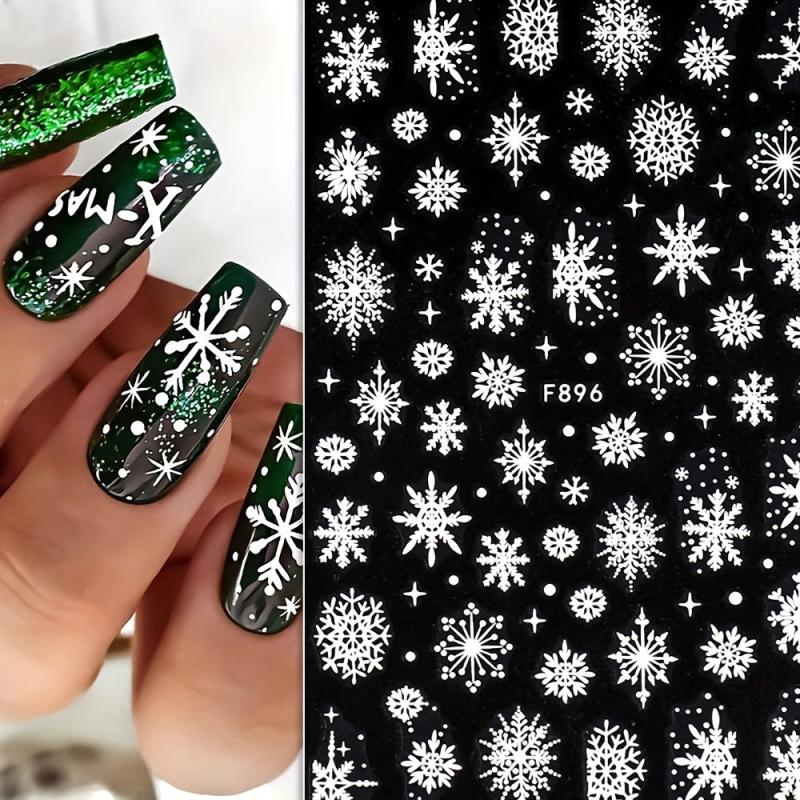 Snowflake Nail Art Stickers Decals 3D Self Adhesive Christmas Nails Stickers