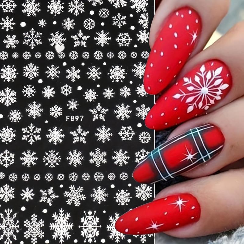 Snowflake Nail Art Stickers Decals 3D Self Adhesive Christmas Nails Stickers